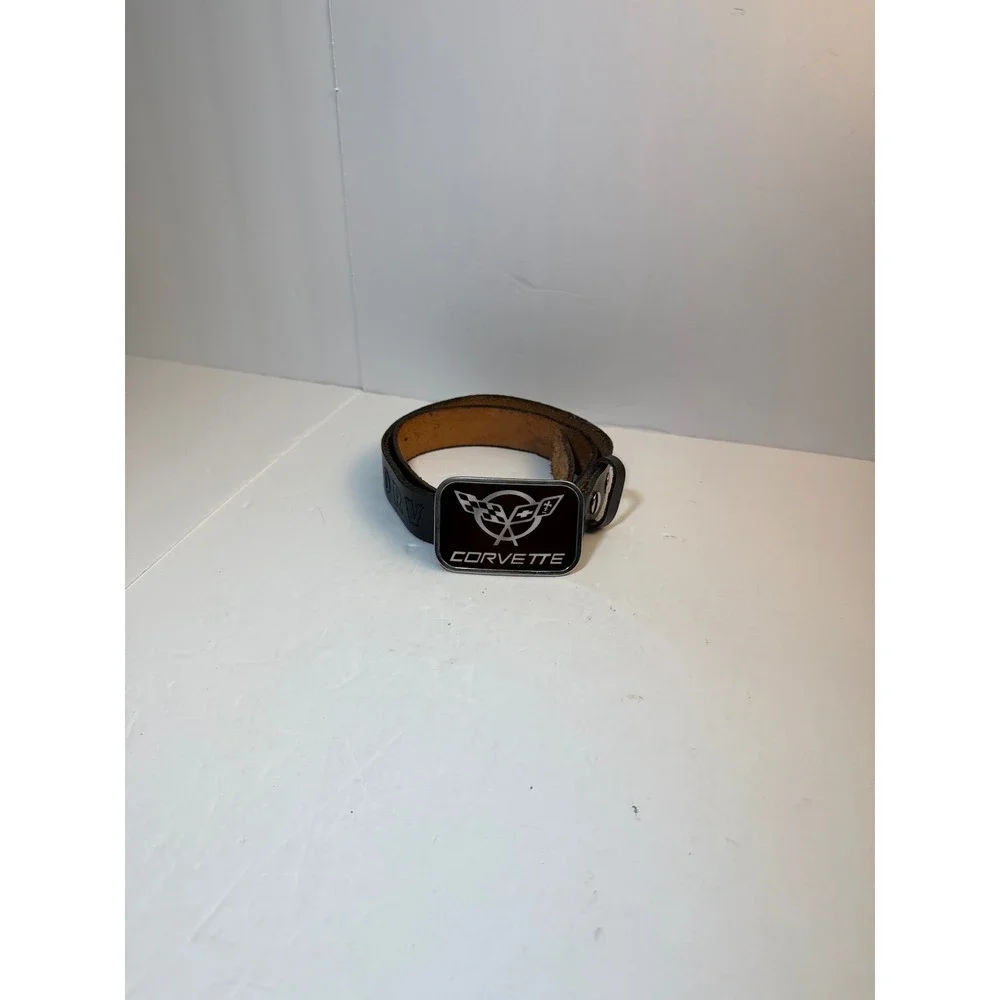 Buckle-Down Chevrolet Corvette Black Leather Belt GM Licensed Logo Buckle 38-40